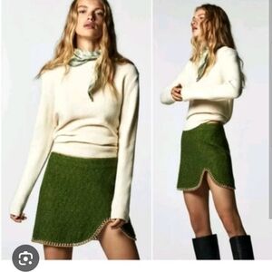 Green Tweed Gold Chain Zara Skirt